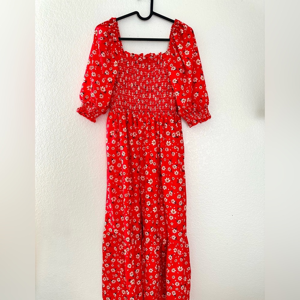 red floral summer dress